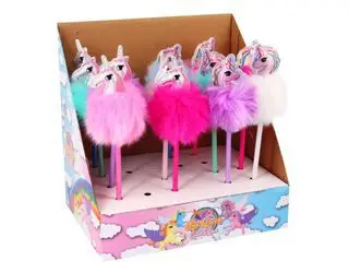 12 Pack Rainbow Unicorn Pens: Fluffy and Colorful for Party Supplies