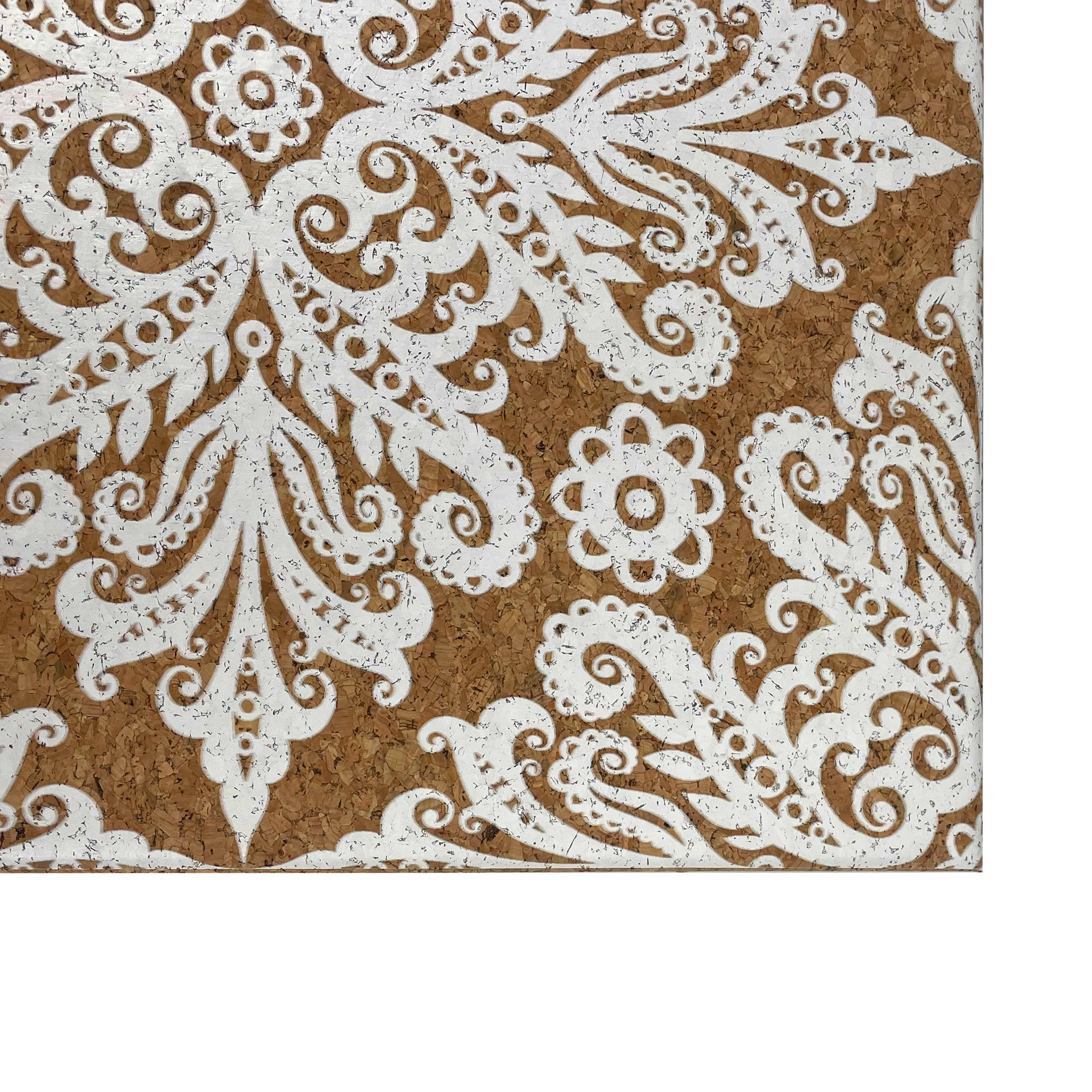 Cork Sheet Board Bulletin Board Borders 18*18 Inches Printed Cork  Wall Hanging Cork Board Decoration with White Floral