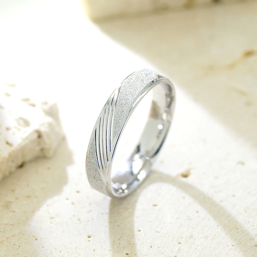 RSA-TM22 Unique Design Band Finger Pure Original Rhodium Plated