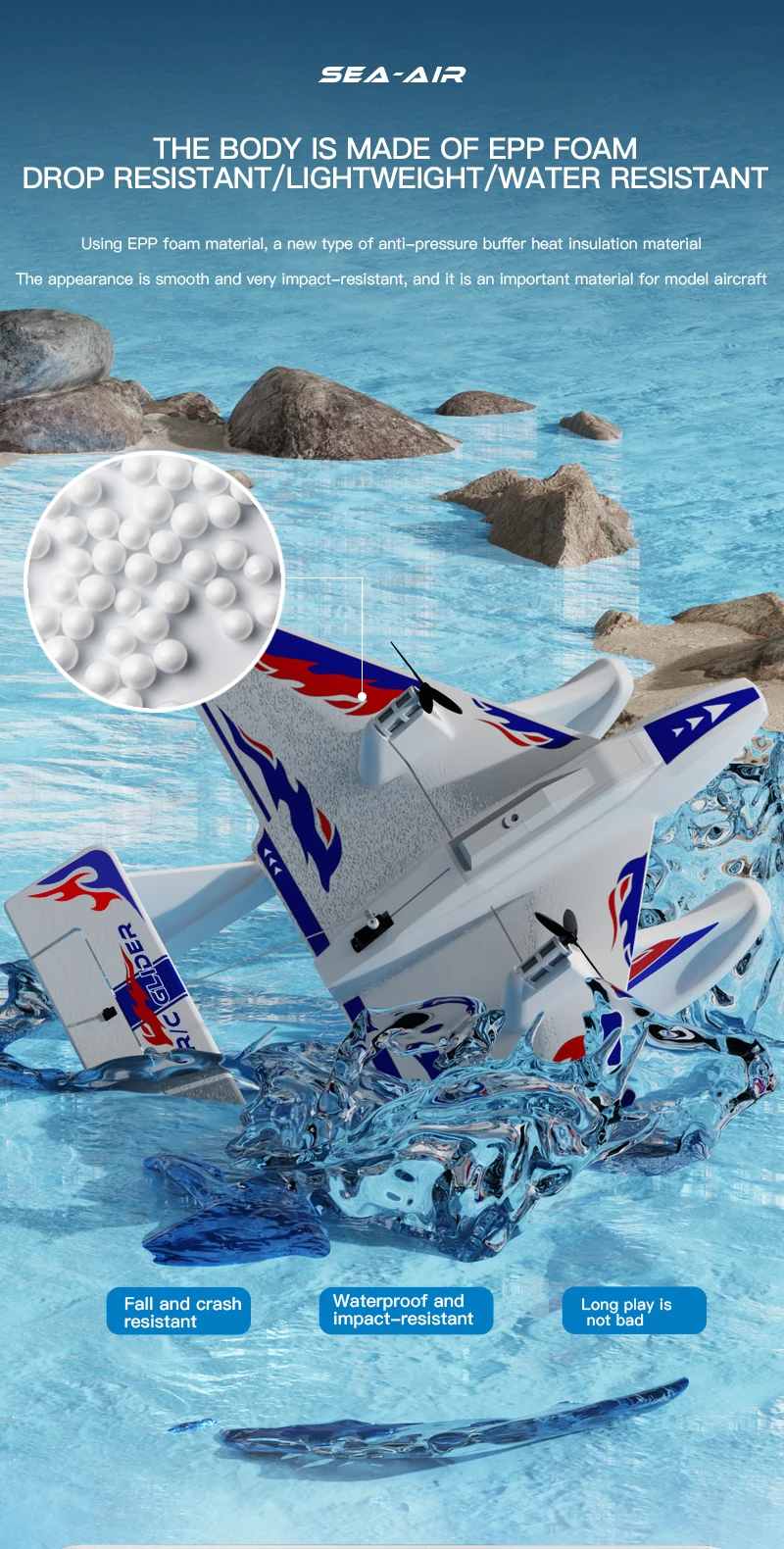 HOSHI KFPLAN KF701 2.4G Remote Control RC Airplane Amphibious Radio Control Glider Fixed Wing EPP Material Outdoor Toys for Kids
