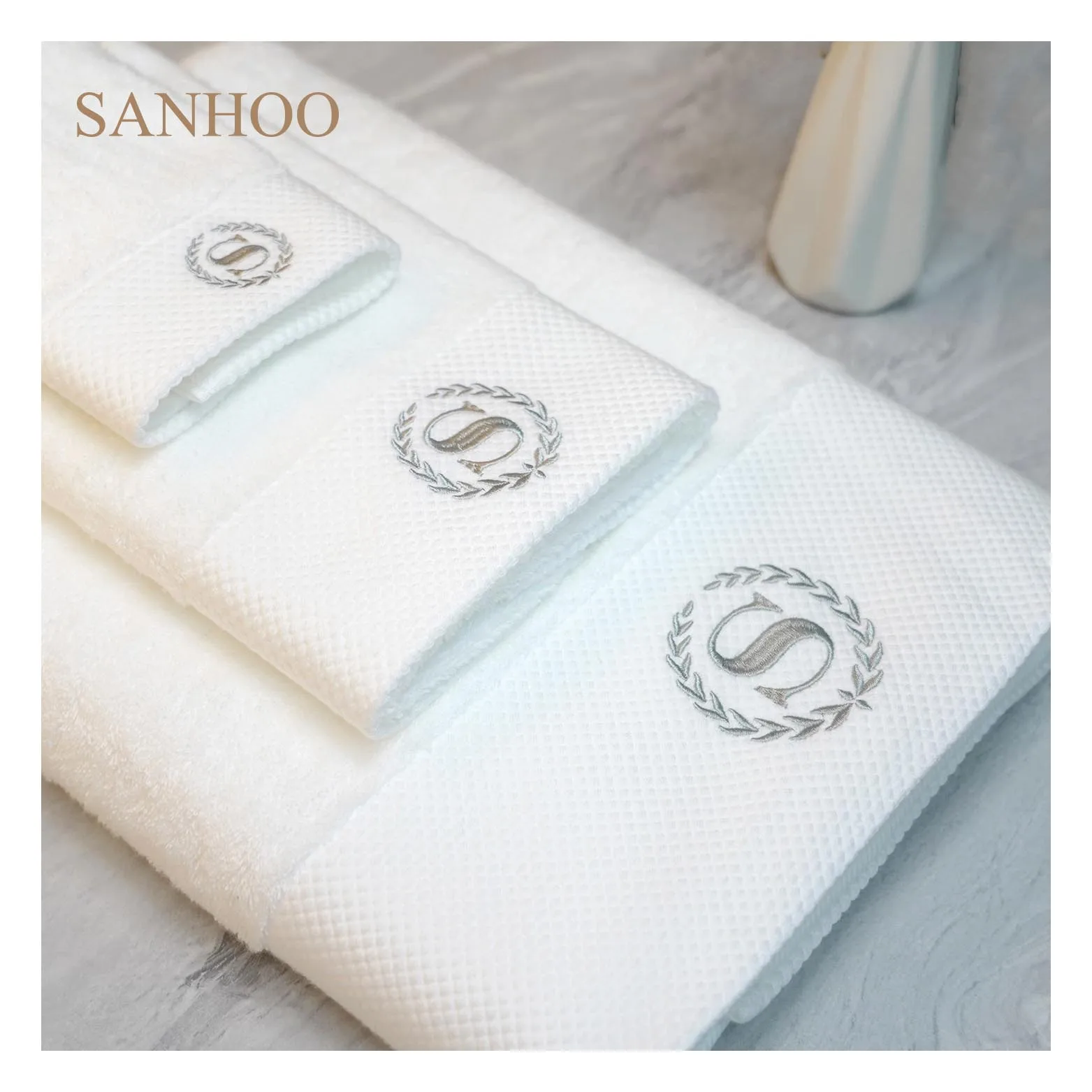 Source SANHOO 5 Star Hotel 70*140 Large Plain White Dobby Towel
