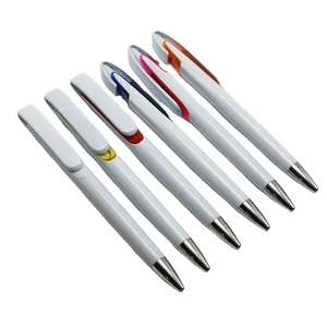 Wholesale Promotional Advertising Cheap Plastic Ballpoint Pen White Press Pen for Gifts