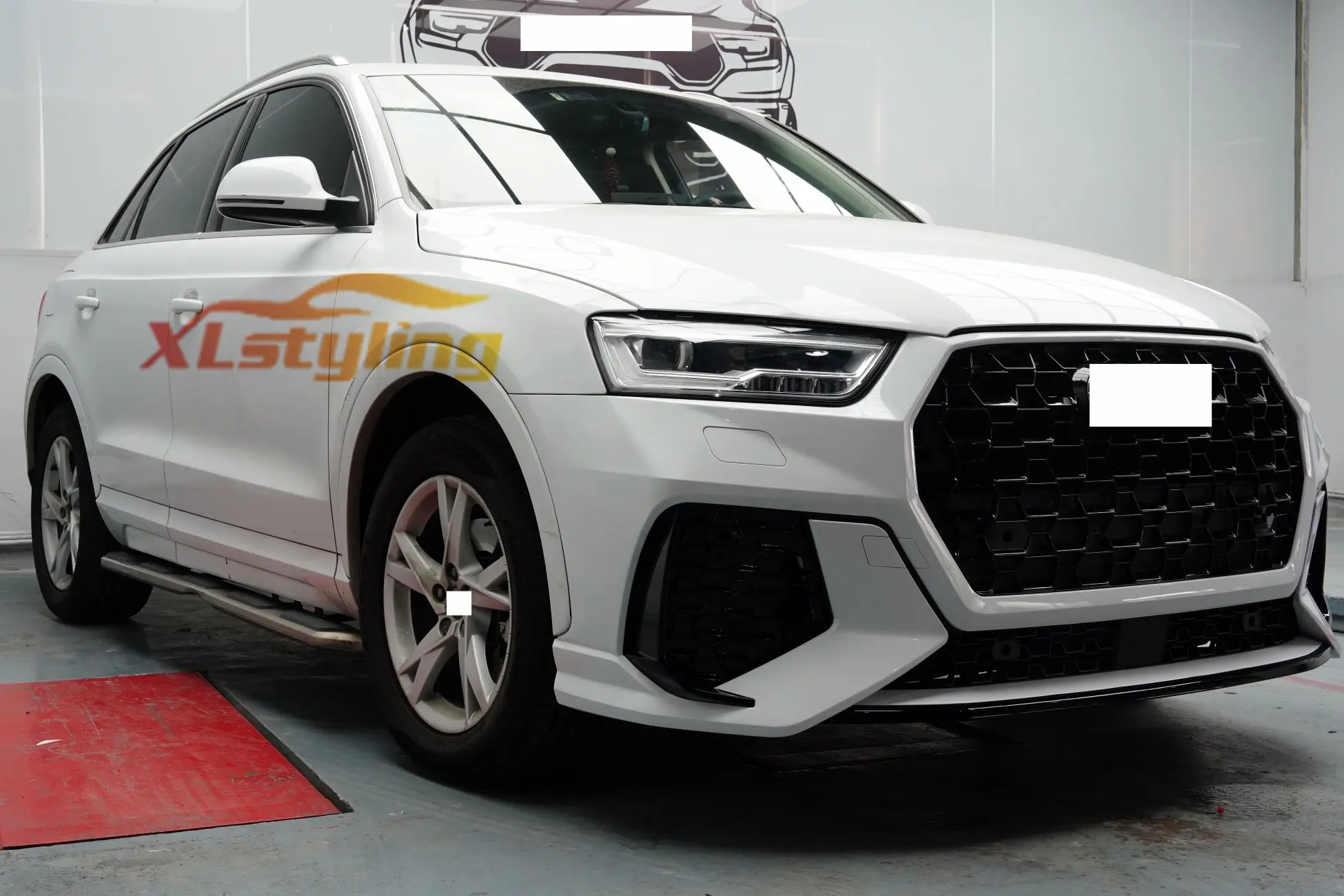 Car Conversion Facelift 2021 New RS Look Front Bumper with Exhaust and Clips for Audi Q3 2013-2018 to RS Bodykit