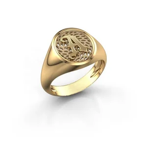 Custom Yellow Gold Plated Fashion Unique Design Jewelry Letter a Signet Men Ring