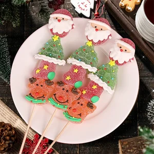 Christmas Gourd String Lollipop Net Hard Texture Red Gummy Chewy Candy Milk Sweet Flavors Bulk for Holiday Decorations Cartoons