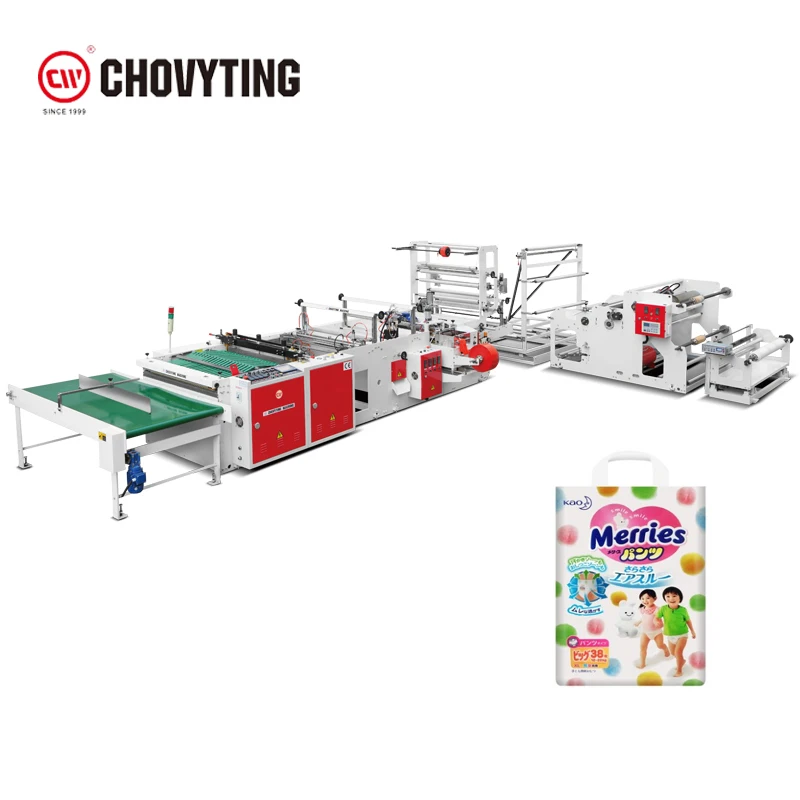 Economic Type LDPE Heat Side Sealing Soft Loop Handle Baby Diaper Plastic Bag Making Machine
