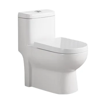 Modern Hot Sale Hotel Bathroom Freestanding Ceramic White Toilet with Gold Trim One Piece Toilet