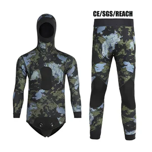 3mm Neoprene Two-Piece Wetsuit for Spearfishing Freediving Surfing Thermal Diving Suit for Men Custom Logo Available