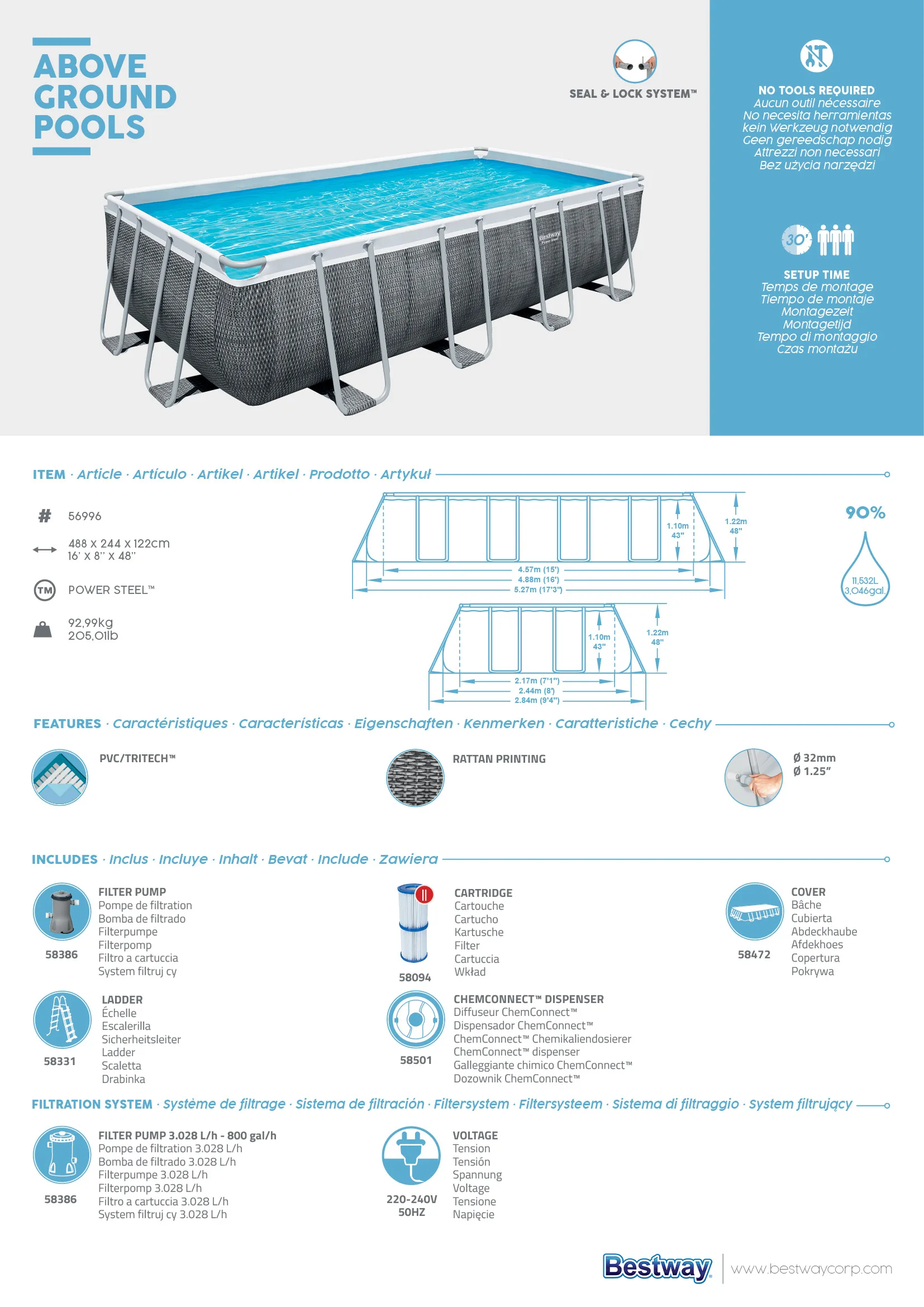 Bestway Frame Pool 488 X 244 X 122 Aufbauanleitung Outlet Shop www
