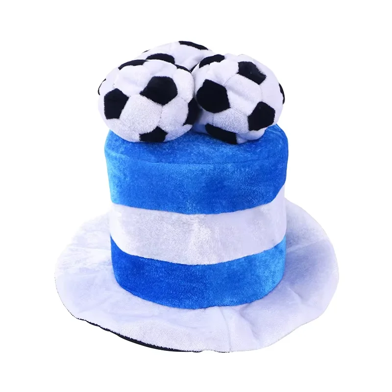 Cappello a cilindro oversize in velluto personalizzato a forma di pallone da calcio, ideale per feste di laurea, Ramadan, tifosi di calcio e feste per adulti. Accessorio perfetto per costumi._voghion.com