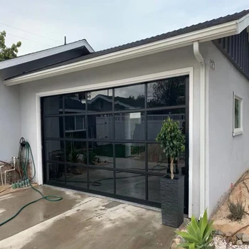 Modern Villa Exterior Insulated Automatic Remote Control Aluminum Sectional full view Glass Garage Door