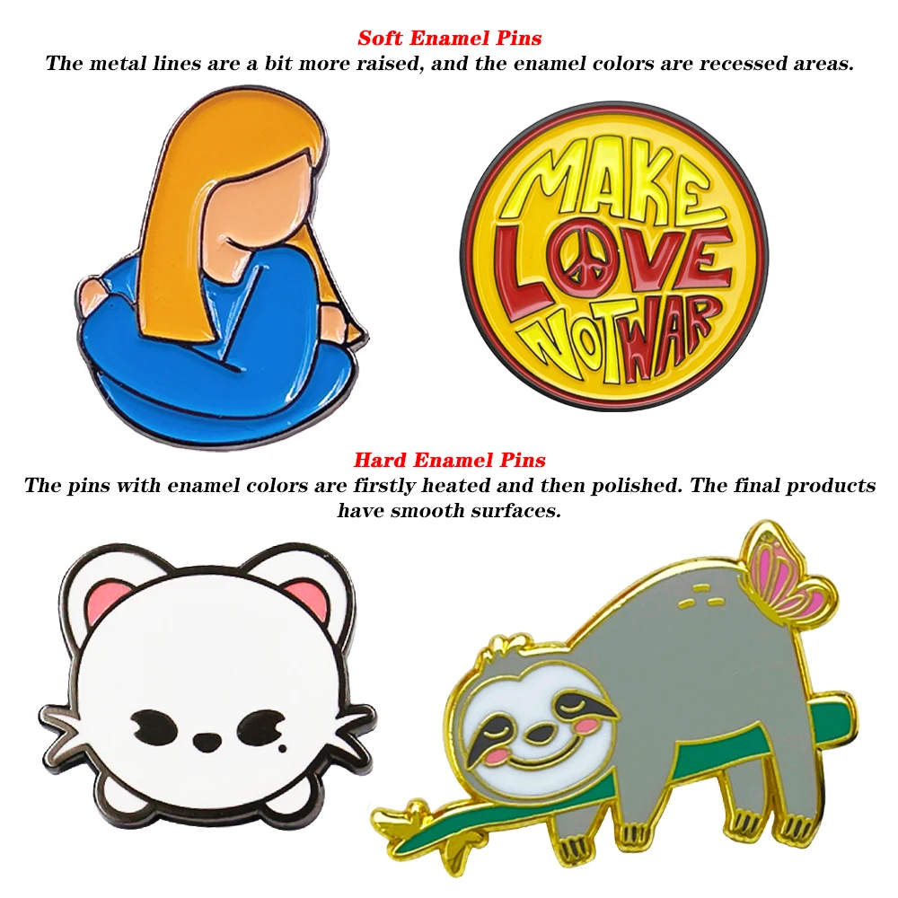 No minimum bulk soft harf enamel pin custom design fashion zinc alloy metal pin brooch 3d cute cartoon anime animal badge pin