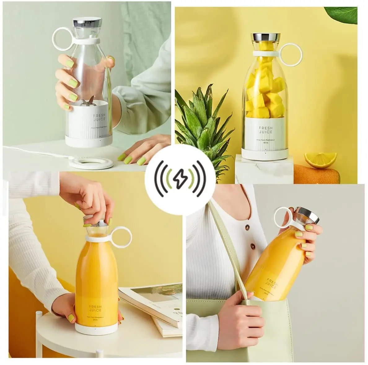 Stainless Steel Electric Mini Portable Juicer Bottle, for Home, Capacity:  380 ML
