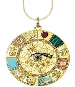 Fashionable Unisex Zircon Eye Jewelry Gold Color Custom Necklace Stainless Steel