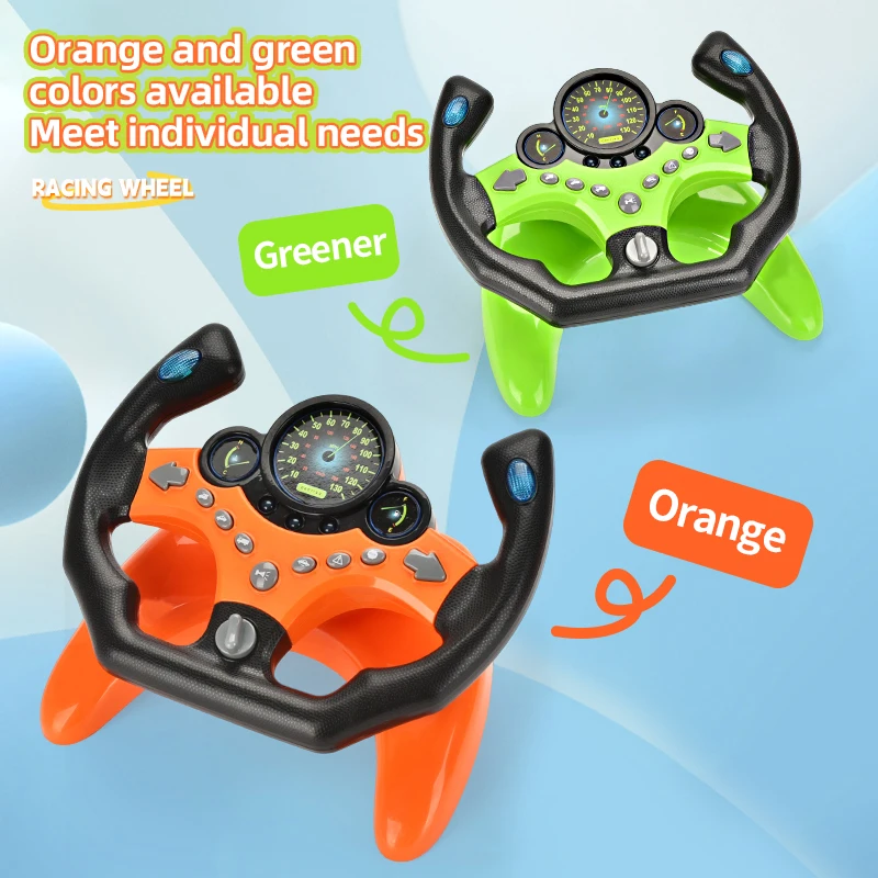 Kids Simulation Racing Car Driving Game 360 Degrees Rotate Steering Wheel and Accelerator Brake Pedal Toys Set With Suction Cup