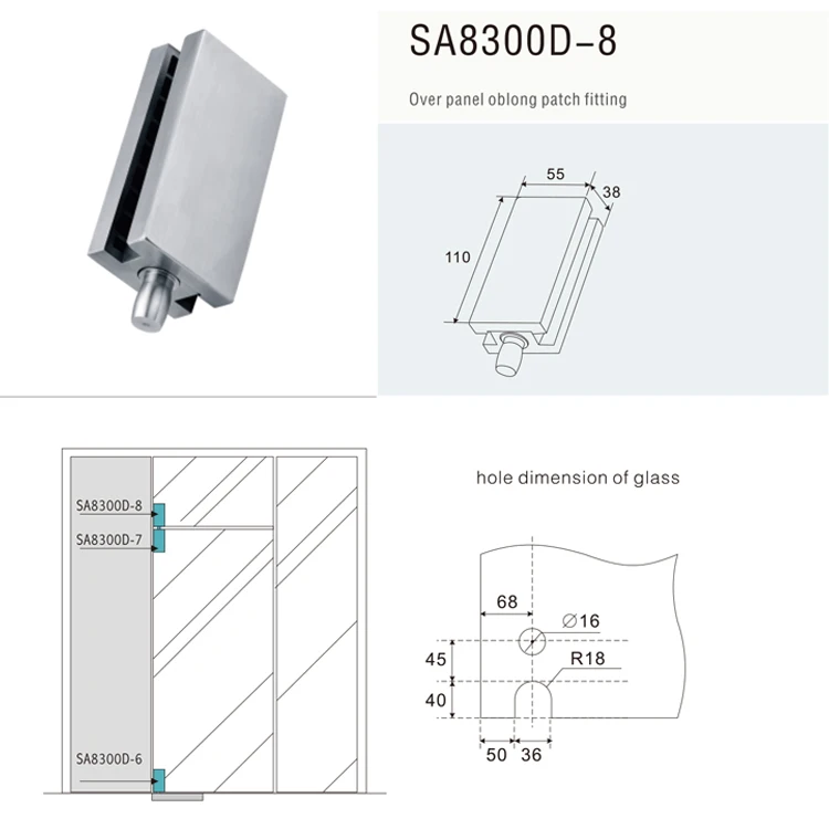 Pivot Patch Fittings For Swing Door,Glass Door Clamps,Stainless Steel