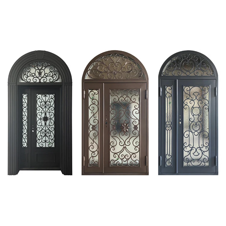 ABYAT One Big and One Small Entrance Door Exterior Front Doors Wrought Iron Door for Home