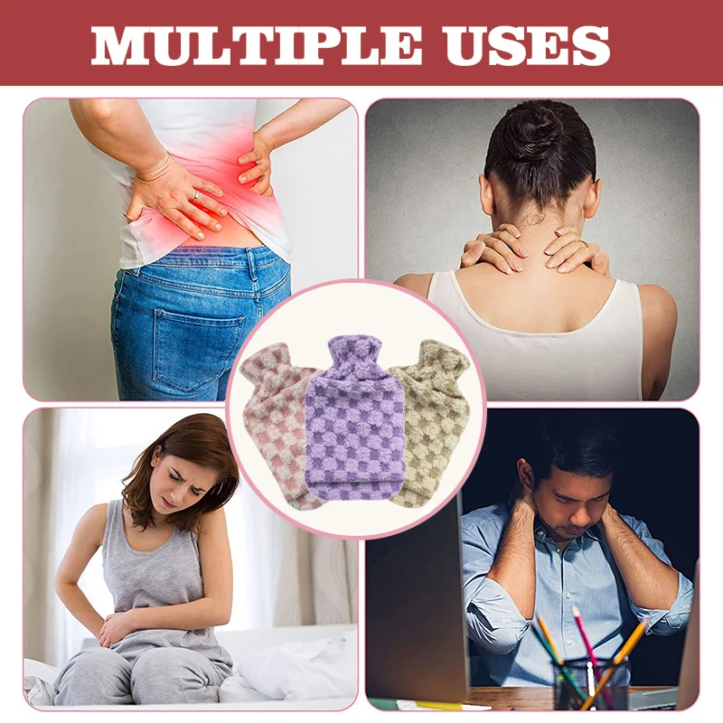 Factory Wholesale Custom Reusaber Rubber Hot Water Bottle 2l with Hand Warmer Fur Cover Hot Water Bag for Sample