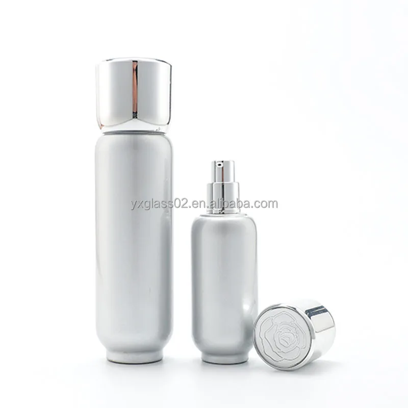 OEM Luxury cosmetic set 30g50g40ml100ml120ml lotion toner serum glass container skincare packaging series glass jar supplier