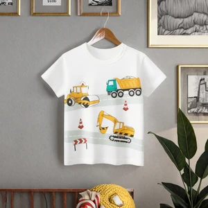 100% Combed Cotton Boys T-Shirt Infant Short Sleeve Casual Kids Clothing O-Neck Cartoon Patterned T-Shirt Clothes for Kids