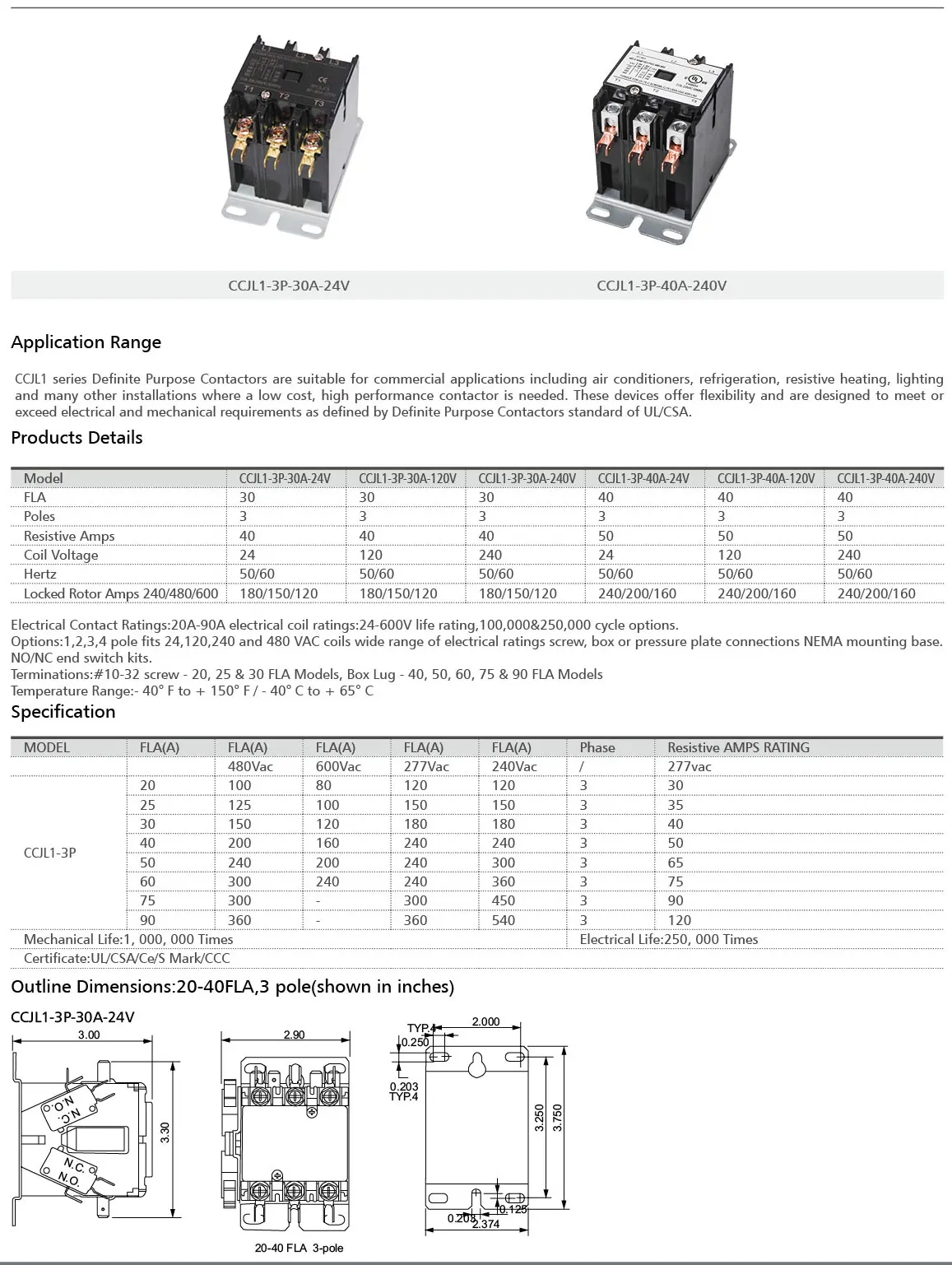 2 Pole 30 Amp 24V 120V 208V 240V 277V Air Conditioner Heat pump Refrigeration Condenser Compressor Furnas HVAC Motor Contactor