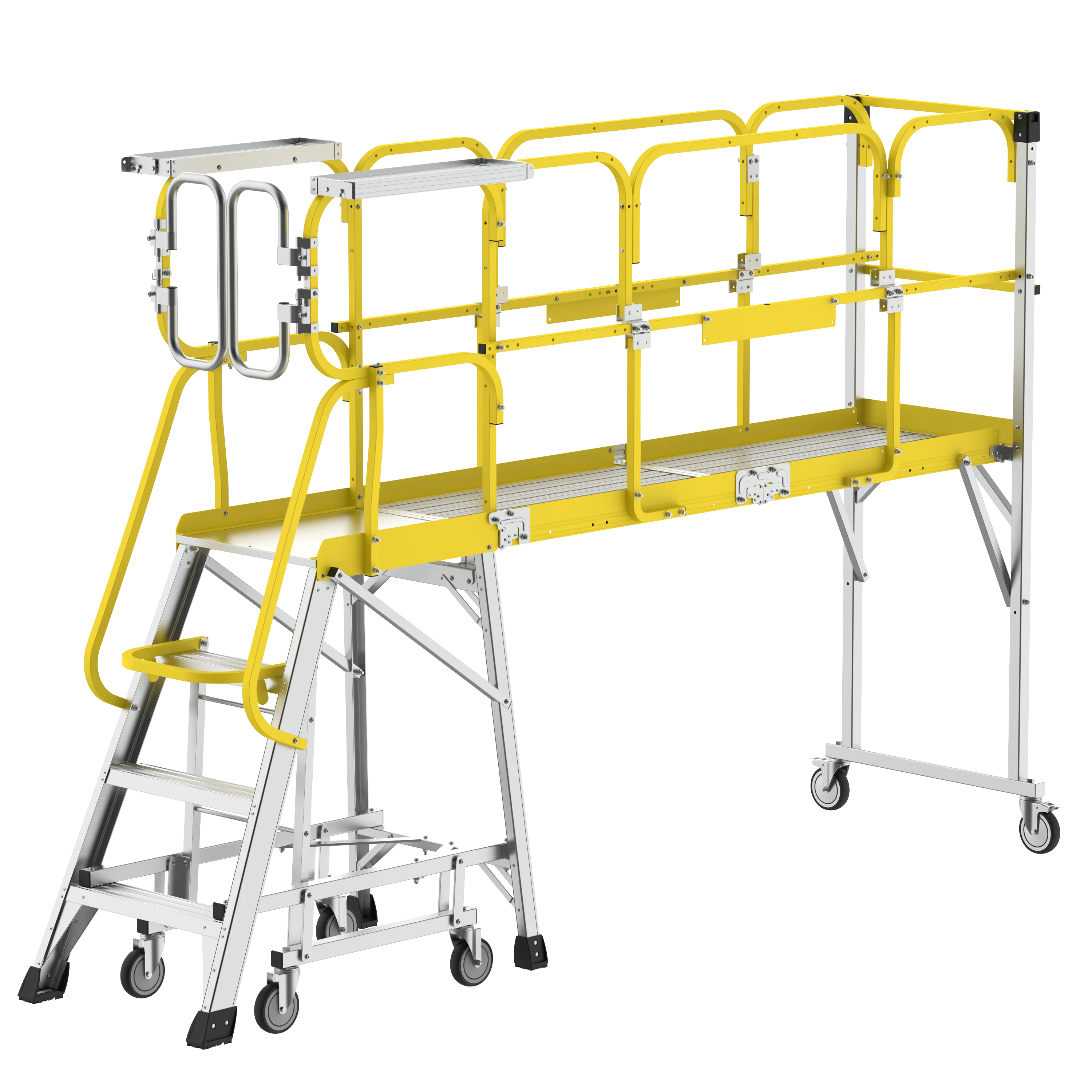 Customized Madular Aluminum Assembly Handrail Work Platform Stairs Aluminum Movable Step Work Platform Insulation Ladders