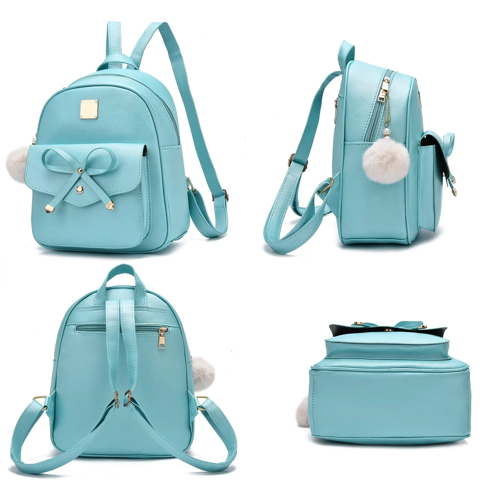 9980 Mini Leather Backpack Purse for Teen Girls 3-Pieces Fashion Backpack Amazon.com: Wiwsi Leather Mini Backpack Purse for Women 3  main image 2