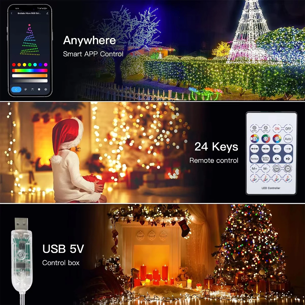 Wholesale 100 LED Smart String Lights Outdoor Patio Christmas Holiday Decorations Indoor Waterproof Starry Fairy Lights Lights