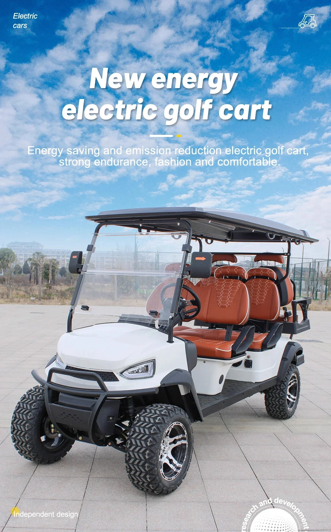 New Design 4 Wheel Golf Cart Electric Import Golf Carts 4+2 Seats