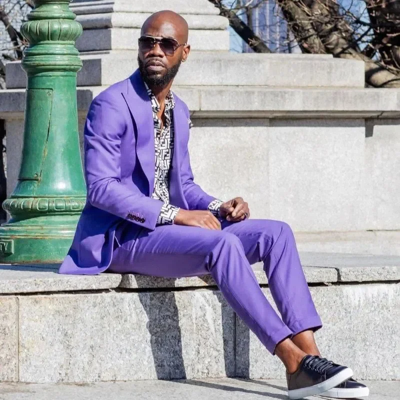 Light Purple Men Suits Single Breasted Fashion Full Set Terno Prom Party  Outfits Skinny 2 Piece Jacket Pants Male Clothing| Alibaba.com