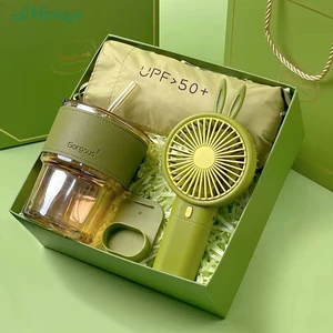 Birthday Gift Set Custom Umbrella Fan Towel Set New Year Gift Christmas Souvenir Wedding Favors for Guests Return Gift Unique