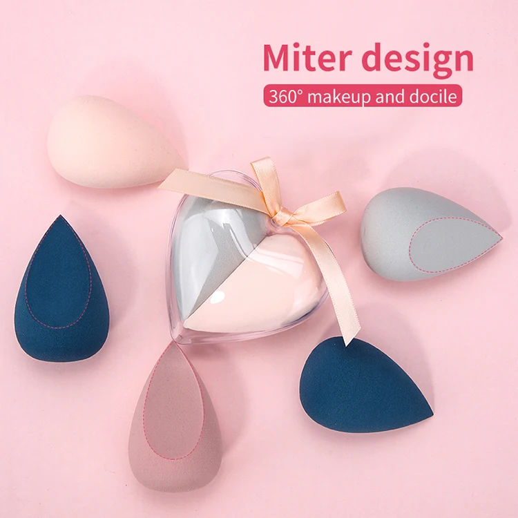 Hot Sale 2 in 1 Latex Free Loving Heart Shape Makeup Blending Sponge A80178 Custom logo Dry Wet Use Marshmallow Powder Puff
