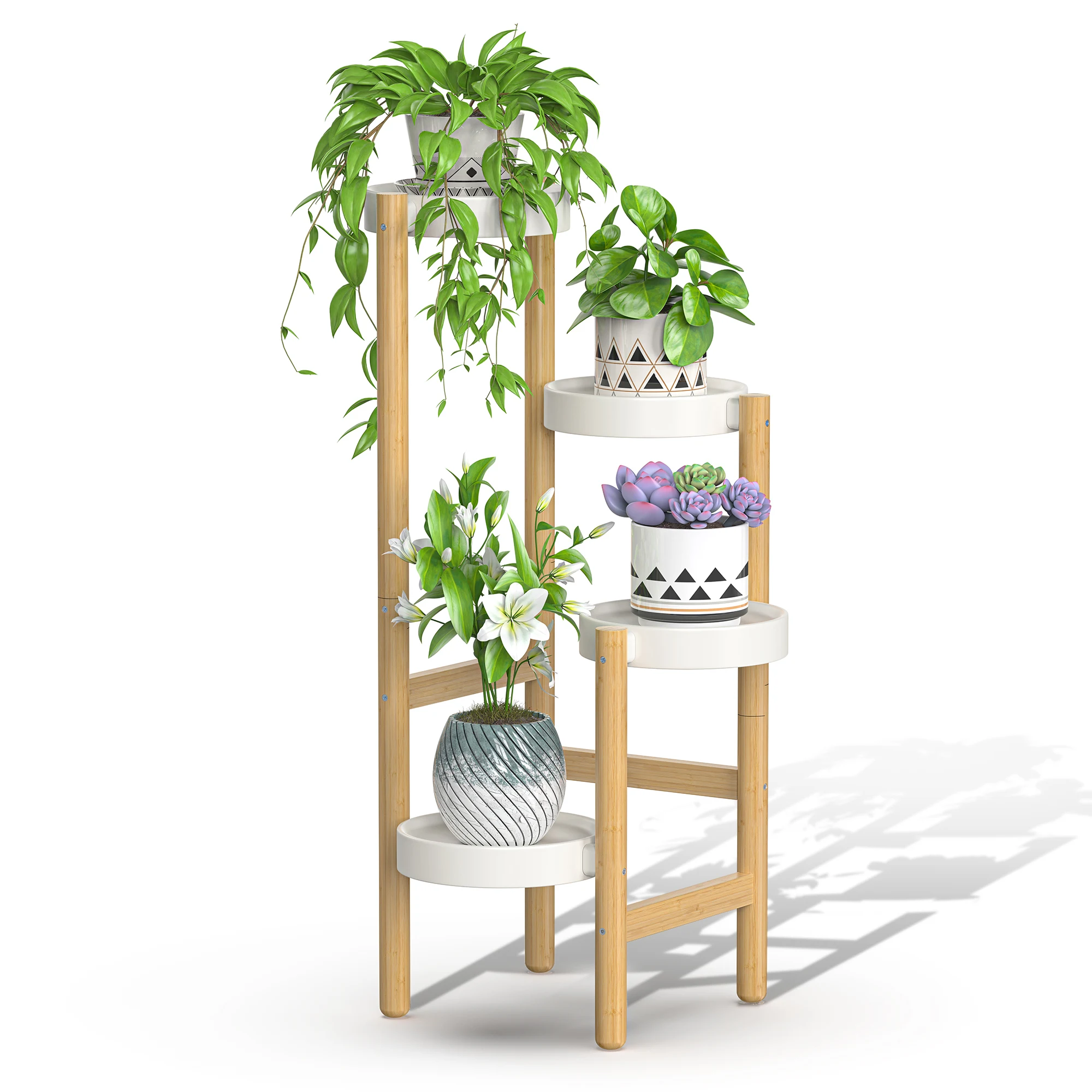 Soporte Multifunción De 4 Niveles Para Maceta De Bambú,Para Interior,Plantas  Múltiples - Buy 4 Niveles De Bambú Planta,Interior De Bambú Planta,La Planta  De Bambú Pote Product on 