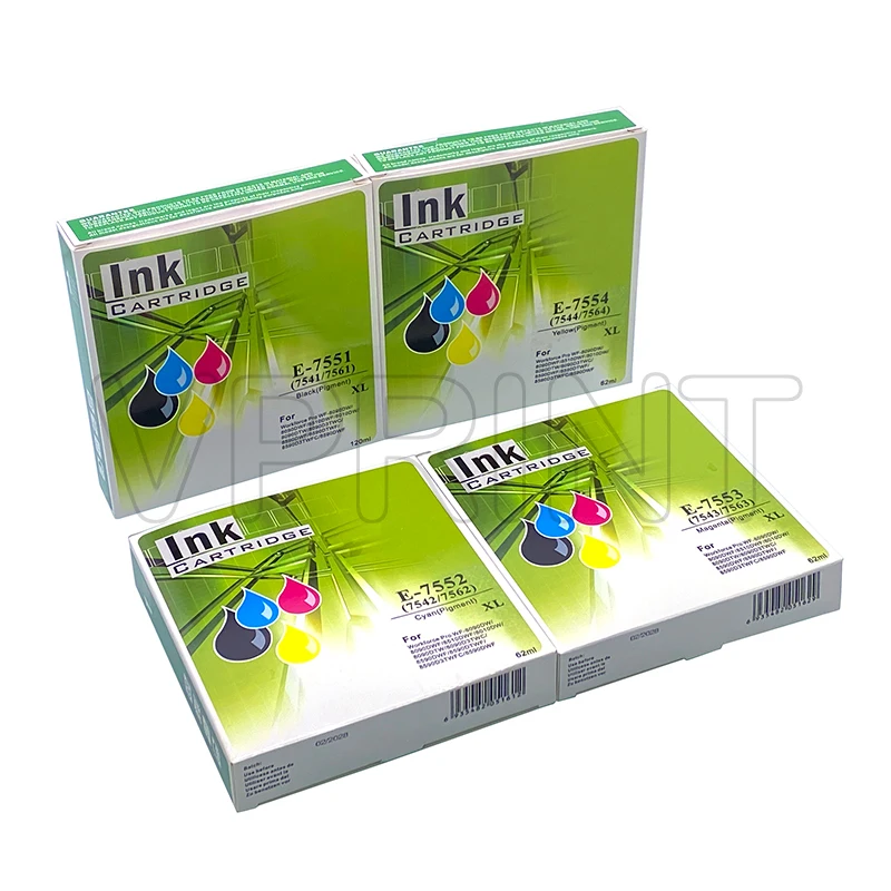 Kartrid Tinta T7551 T7552 T7553 T7554 T7541 T7542 T7561 Baru dan Kompatibel untuk Epson WorkForce 8010 8090 8510 8590 Suku Cadang Printer