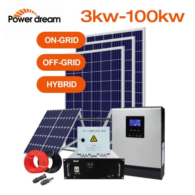 Stackable 5Kw 10Kw 20Kw Solar Power System with Battery Off-Grid All-In-One Power Generator for Home Use Solar Energy Storage