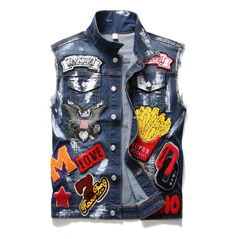 Shop Our Trending Men's Jean Jacket Vest Patchwork Embroidery