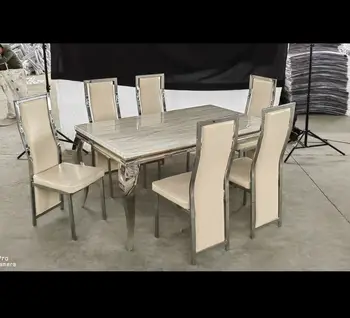 Modern Complete Dining Room Set  Marble Dining Table and Chairs for Home Office Hotel or Living Room