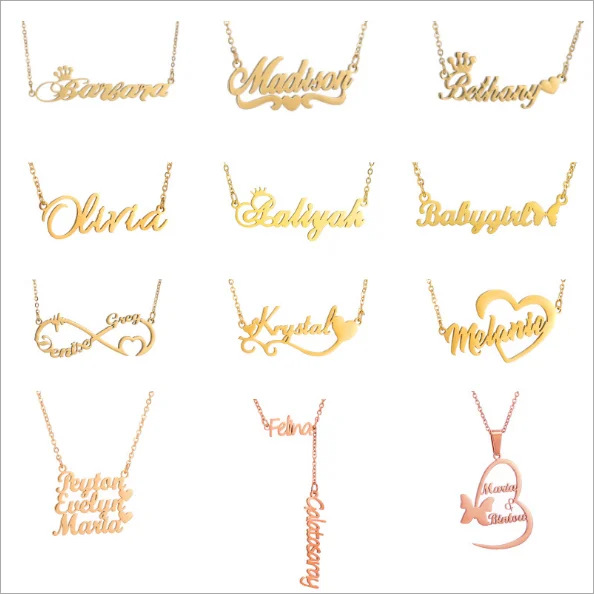 Лучшие продажи заказной DIY Имя письмо кулон ожерелье персонализированные из нержавеющей