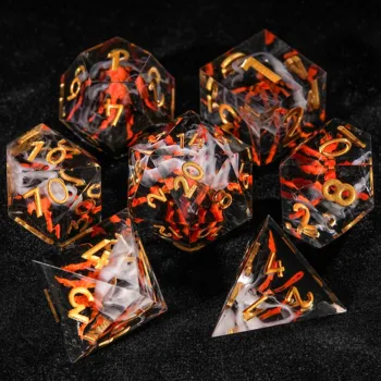 7Pcs Orange Volcano Dice Resin Polyhedral Dice For DND Role Games Playing Collection Set