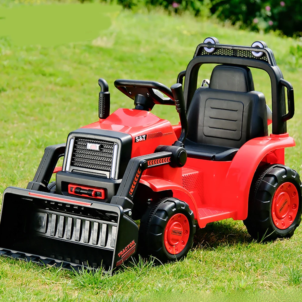 Children's Electric Ride-On Car Front Loader Rechargeable 2-4 Wheels Remote Control Metal Construction Toy Vehicle 2-4 Years