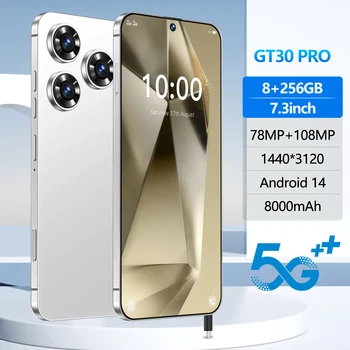 GT30 PRO - 8GB+256GB Android 14 Cell Phone with 7.3inch Display