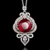 Platinum red corundum pendant with Chopin chain