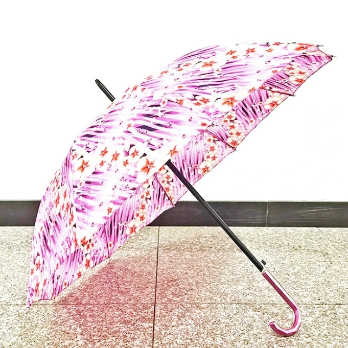 Factory Wholesale Multiple Printed Design Straight Rain Umbrella With Plastic Cover Case