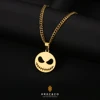 Gold devil pendant necklace set
