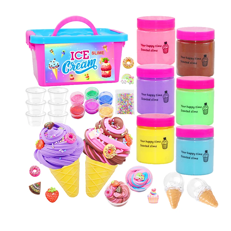 Масло мороженое Slime розовый 6 видов цветов пушистые