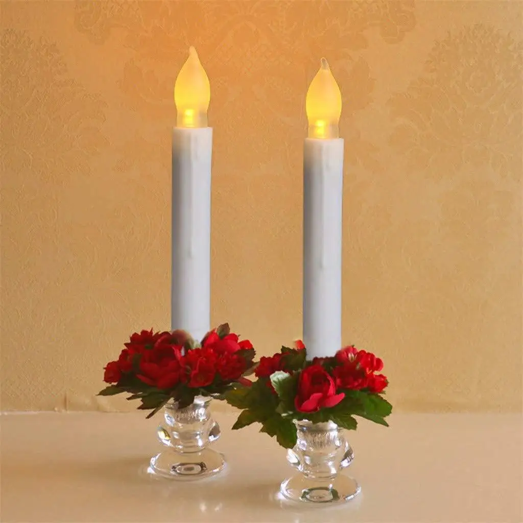 Flamelesss LED Taper Candles With Warm White Flickering Flame Light