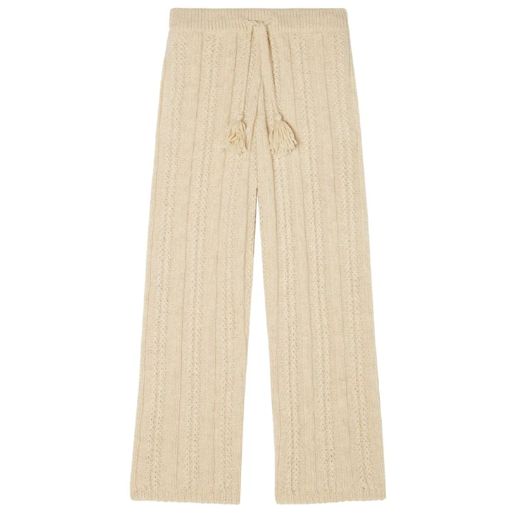 ◇NIEEH◇ WOOL ROUNGE PANTS_BEIGE Custom Garment Pure Wool Trousers Knit Side Pocket Sweater