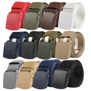 Custom Plastic Button Non-metal Nylon Belt Men's Outdoor Canvas Belt