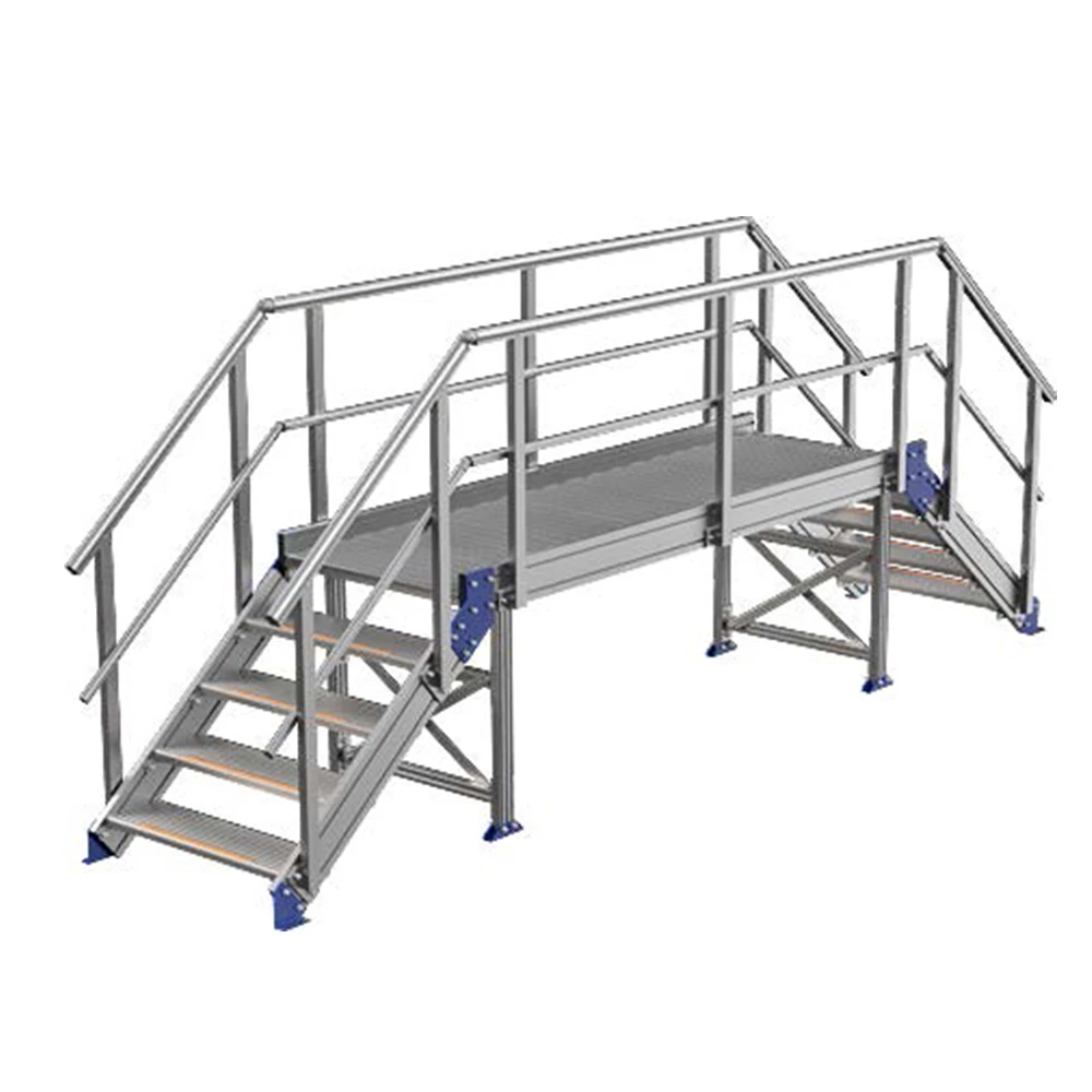 Custom Stairs and Platform EN Industrial Aluminum Alloy Step Platform Ladder Mobile Mobile Aluminum Bracket Climbing