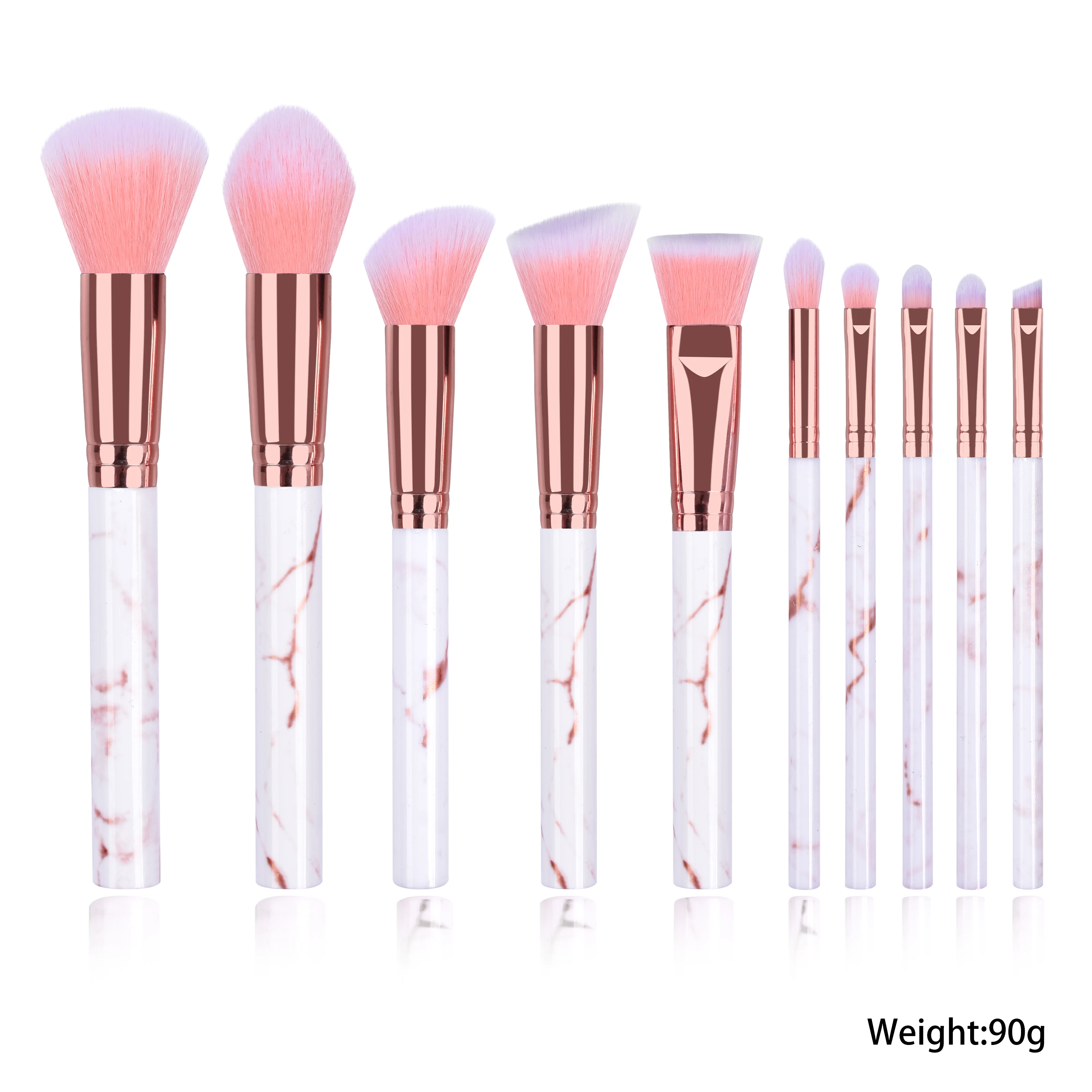 B10091 Pink Handle Private Label 10pcs Bling Makeup Brushes Set Custom
